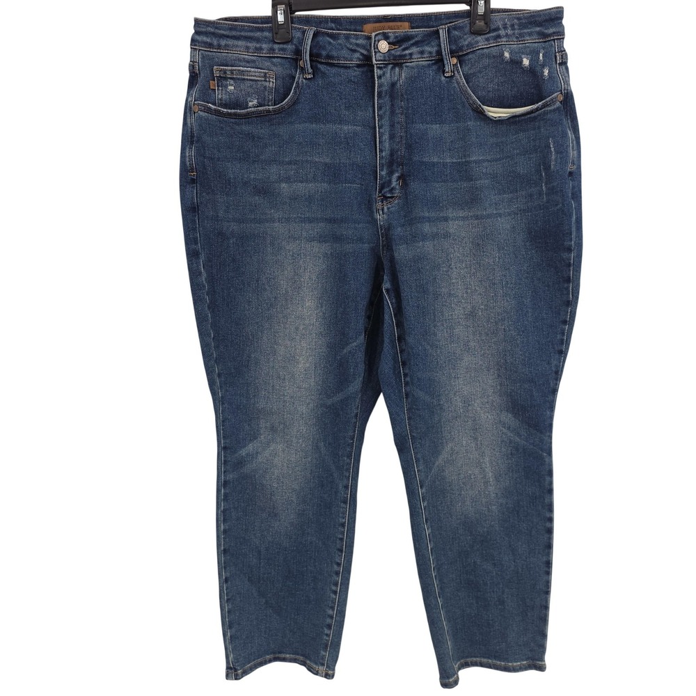 Judy Blue Jeans Women 22W Blue High Rise Tapered Stretch Denim Normcore Preppy
